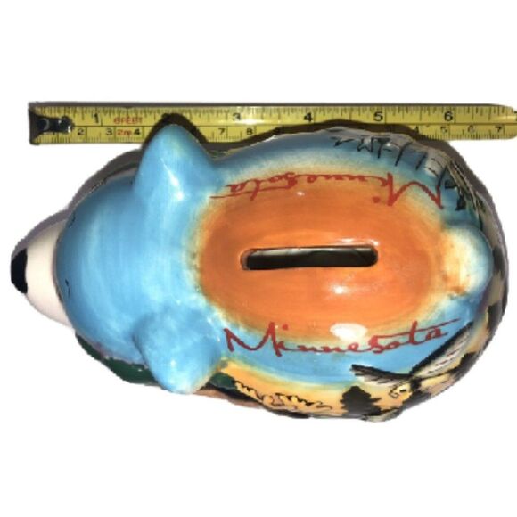 Minnesota Hand painted Ceramic Bear Bank,Figurine Raised Surface Hand Painted - Picture 3 of 6